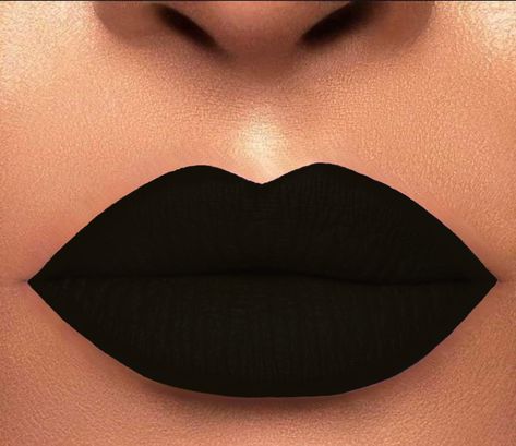 Lipstick Making, Black Lipstick Makeup, Lipstick Looks, Black Matte Lipstick, Skincare Favorites, Lips Black, Bold Lip Color, Makeup Images, Liquid Matte Lipstick