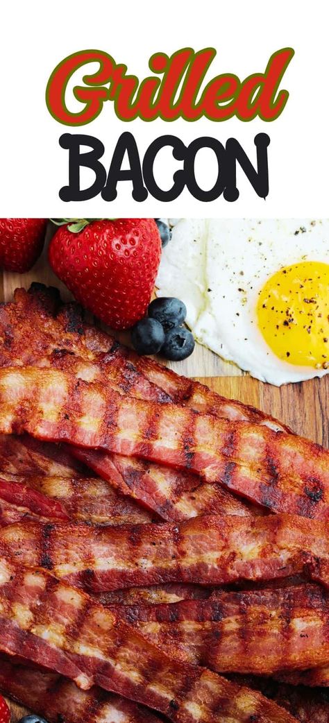 This easy grilled bacon has a light smoky flavor and is crispy and delicious. Make bacon on your grill for a delicious breakfast side. Grilled Dinner Recipes, Grilled Bacon, Flexitarian Recipes, Grilled Recipes, Make Bacon, Grilled Foods, Breakfast Sides, Brunch Inspiration, Bacon On The Grill