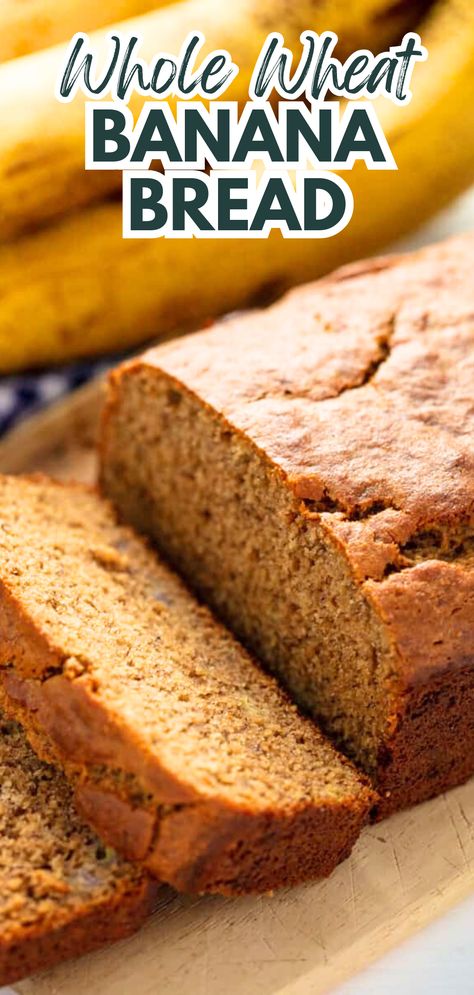 A close up view of a loaf of banana bread that has been sliced into. Greek Yogurt Banana Bread, Yogurt Banana Bread, Whole Wheat Banana Bread, Yogurt Banana, Flours Banana Bread, Muffin Bread, Savory Bread, Healthy Banana Bread, Make Banana Bread