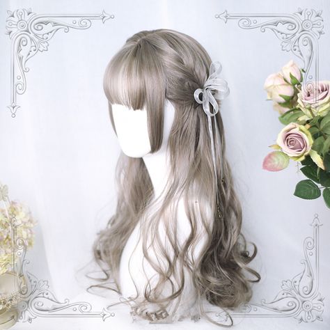 Curly Hairstyles Aesthetic, Aesthetic Curly Hairstyles, Harajuku Wigs, Candy Brown, Kawaii Wigs, Hairstyles Aesthetic, Long Face Hairstyles, Long Curly Wig, Cosplay Hair