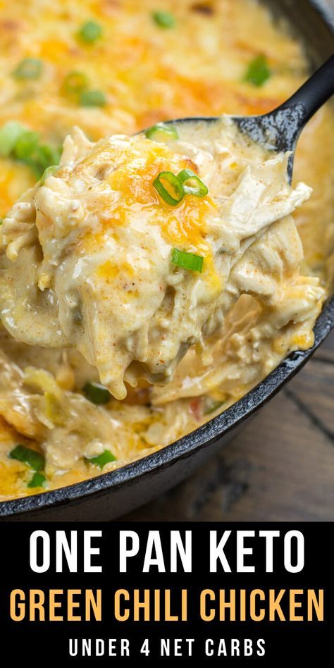 Keto Green Chili Chicken, Keto Green Chili, Low Carb Casserole, One Pan Recipe, Pan Keto, Keto Green, Keto Quiche, Green Chili Chicken, Desayuno Keto