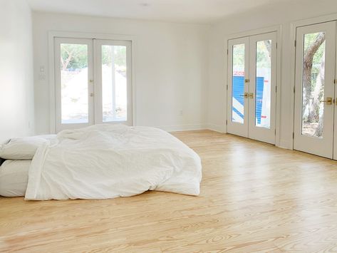 Young House Love | Refinishing Pine Floors So They’re Light and Airy (Not Dark and Yellowed) | https://www.younghouselove.com Natural Pine Floors, Yellow Pine Floors, Florida Bedroom, Wood Floor Finishes, Pine Wood Flooring, Young House, Bedroom Updates, Refinishing Floors, Young House Love