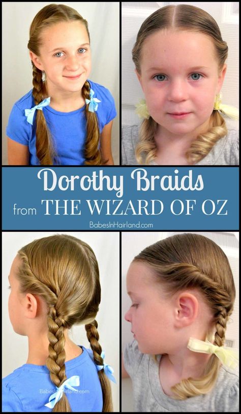 Dorothy Gale Braids from BabesInHairland.com Dorothy Hair Wizard Of Oz, Dorothy Hair, Slippers Halloween, Halloween Hairstyle, Halloween Hairstyles, Dorothy Gale, Girl Cool, Ruby Slippers, Flower Girl Hairstyles