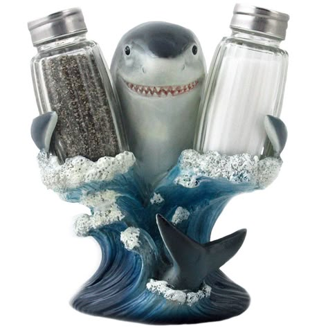 Tropical Kitchen Decor, Beach Table Settings, Shark Things, Shark Stuff, Tropical Kitchen, Best White Elephant Gifts, Shark Decor, Beach Table, Shark Gifts