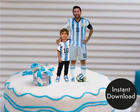 Messi Cake Ideas, Messi Cake, Argentina Soccer Team, Messi Birthday, Cake Topper Printable, Soccer Cake, Soccer Birthday Parties, Argentina Soccer, Messi Soccer