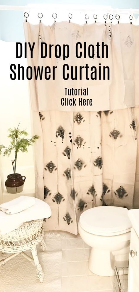 Make Your Own Shower Curtain, Drop Cloth Shower Curtain, Make Your Own Canvas, Curtains Sewing, Curtain Sewing Pattern, Curtain Tutorial, Canvas Drop Cloths, Cloth Shower Curtain, Drop Cloth