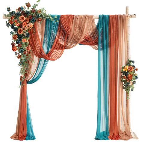 PRICES MAY VARY. ❥Pack of 5 including 1*large corner flower; 1*large tieback flower; 3*polyester drapes; 6*green zip ties (not include arch stand,candles,lanterns,petals) ❥Made of high-quality foam and silk artificial flowers, this arch flower rich colors and enduring beauty capture the essence of nature, making it a stunning addition to your wedding ❥Lings' large arch flowers are lifelike, creating a rich and memorable wedding ceremony decoration, leaving a lasting impression on newlyweds and g Sweetheart Table Flowers, Ceremony Arbor, Backdrop Floral, Reception Backdrop, Burnt Orange Weddings, Arch Decoration, Wedding Arch Flowers, Arch Flowers, Cheap Flowers