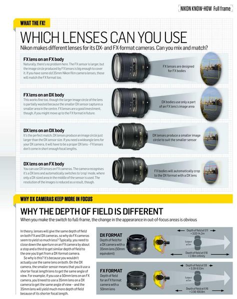 Nikon Lenses Tips. N-Photo 11-2012 Nikon Essential Lenses, Nikon Z50 Photography Tips, Nikon Z50 Photography, Nikon D3500 Tips, Camera Lenses Explained, Photography Infographic, Nikon Z5, Nikon Mirrorless, Camera Basics