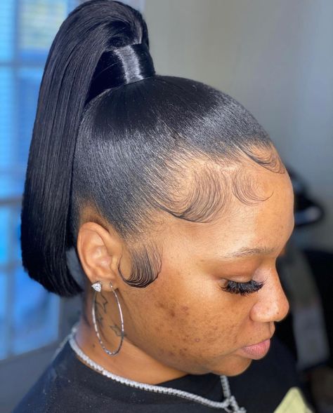 Short Pony Tailed Hairstyle, High Short Ponytail, High Weave Ponytail, Tail Hairstyles, High Buns, Long Ponytail Hairstyles, Braided Buns, Short Weave Hairstyles, Slick Ponytail