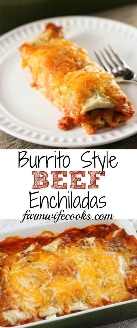 An easy Burrito Style Beef Enchilada recipe that will have everyone you make them for asking for the recipe! Beef Enchilada Recipe, Beef Enchilada, Authentic Mexican Recipes, Mexican Chicken Recipes, Enchilada Recipe, Beef Enchiladas, Mexican Food Recipes Easy, Enchilada Recipes, Mexican Food Recipes Authentic