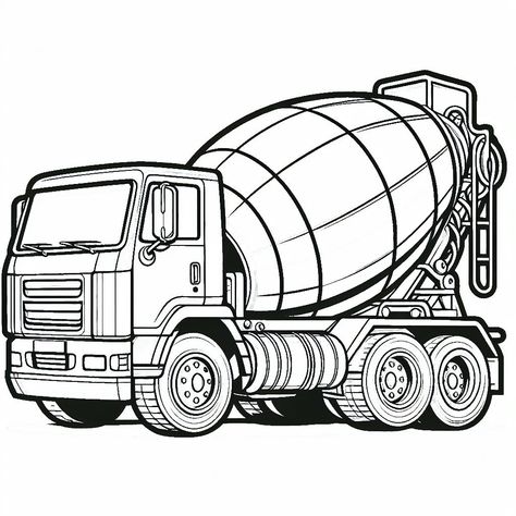 Cement Mixer Truck, Cement Mixer, Truck Coloring Pages, Boy Drawing, Printable Pictures, Mixer Truck, Building Projects, Outline Drawings, Construction Vehicles