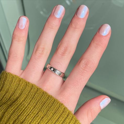 Autumn on Instagram: “No gel cause I’m taking a class that needs bare nails 😬 mystic moonstone by @cirquecolors ✨✨ matches my ring too hehe ALSO ONE OF MY…” Moonstone Nails Gel, Moonstone Nails, Bare Nails, White Nail Polish, Bridal Nails, Fire Nails, A Class, White Nails, Makeup Nails