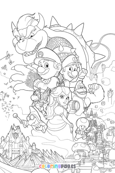 Discover fun and creative ways to engage your kids with our free Super Mario Bros. movie poster coloring page, perfect for all Super Mario fans! Mario Coloring Pages Free Printable, Mario Bros Coloring, Super Mario Coloring, Mario Coloring, Super Mario Coloring Pages, Super Mario Bros Movie, Mario Coloring Pages, Super Mario 3d, Princess Daisy