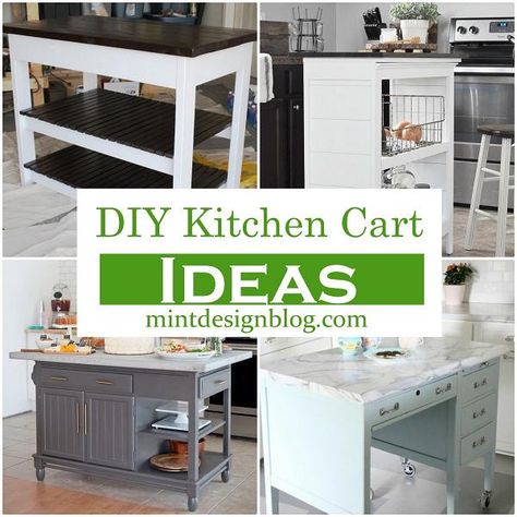 Kitchen Cart Ideas Diy, Kitchen Cart Ideas, Diy Butcher Block Island, Butcher Block Cart, Small Kitchen Cart, Diy Kitchen Cart, Farm Style Kitchen, Island On Wheels, Diy Butcher Block