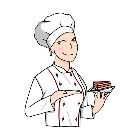 Baker Drawing, Dessert Chef, Diesel Punk, A Piece Of Cake, Piece Of Cake, Cartoon Drawing, Simple Girl, Piece Of Cakes, Dieselpunk