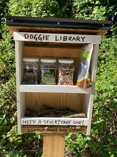 Column: Dog libraries are kind, welcome gesture Neighborhood Dog Treat Station, Outdoor Dog Treat Station, Plant Exchange Ideas, Dog Library Take A Stick Leave A Stick, Stick Library For Dogs, Cute Dog Houses Outdoor, Home Dog Park, Dog Home Ideas, Dog Park Ideas