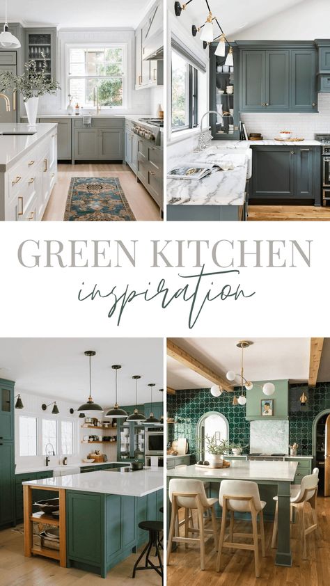 Green Kitchen Cabinet Inspiration + Best Green Paint Colors - Farmhouse Living Pigeon Sherwin Williams, Retreat Sherwin Williams Kitchen, Retreat Kitchen Cabinets, Sherwin Williams Retreat Cabinets, Retreat Sherwin Williams Cabinets, Pewter Green Kitchen Cabinets, Serene Kitchen, Best Green Paint Colors, Green Kitchen Inspiration