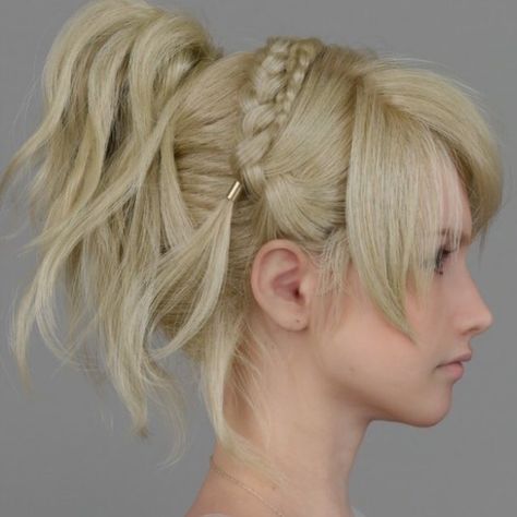 Celana Jogger Wanita, Bun Hairstyle, Fantasy Hair, Final Fantasy Xv, Hair Reference, Hair Designs, Pretty Hairstyles, Final Fantasy, Hair Inspo