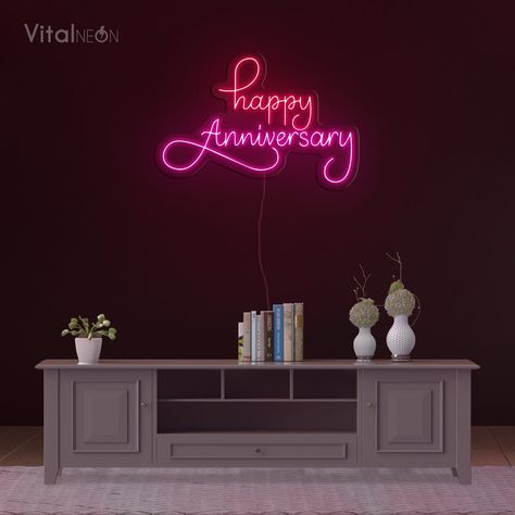 Customizable Happy Anniversary Neon Sign - Unique Wall Decor for Special Moments - Personalized Anniversary Gift by VitalNeons on Etsy Parents Bedroom, Led Wall Decor, Anniversary Decorations, Celebrate Love, Gift For Couples, Personalized Anniversary, Unique Wall Decor, 25th Anniversary, Special Moments