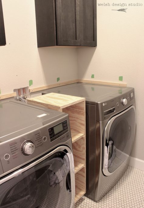 A Quick Laundry Room Makeover Update - Welsh Design Studio Laundry Room Storage Cabinet, Laundry Room Shelf, Laundry Room Countertop, Laundry Room Storage Shelves, Countertop Support, Small Laundry Room Organization, Room Storage Diy, Laundry Room Renovation, Room Shelf