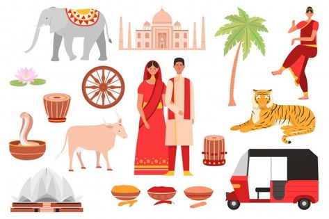 Food Architecture, Travel Symbols, Country Food, Indian Animals, Harmony Day, Indian Culture, Photoshop Photos, Indian Spices, Travel Set