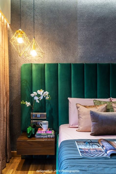 Green Headboard, Luxury Bedroom Design, Sanctuary Bedroom, Bedroom Bed Design, Bedroom Furniture Design, Design Del Prodotto, Conceptual Design, Apartment Interior Design, Apartment Interior