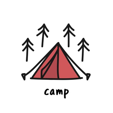 Tent Drawing, Logo Camping, Camp Icon, Camping Logo, Camping Drawing, Forest Vector, Camping Forest, Camping Icons, Camp Logo