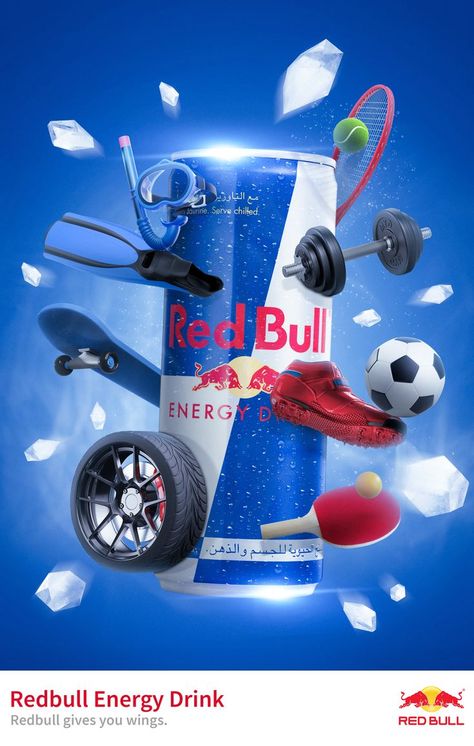 Redbull Poster, Red Bull Poster, Redbull Aesthetic, Red Bull Design, Product Advertisement, Red Bul, Ui Design Trends, Energy Shots, Beer Poster