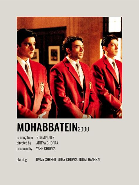 Mohabbatein Movie Songs, Mohabbatein Movie Outfits, Mohabbatein Aesthetic, Mohabbatein Movie Aesthetic, Bollywood Movies Poster, Indian Movie Aesthetic, Bollywood Movies To Watch List, Marathi Movie Poster, India Movie Poster