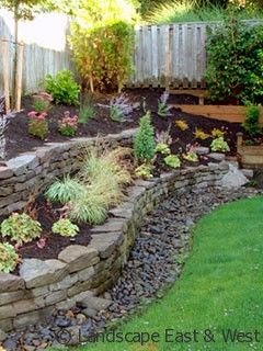 Garden With Rocks, Terraced Landscaping, Yard Drainage, Sloped Backyard, Landscaping Retaining Walls, Tiered Garden, Hillside Landscaping, Sloped Garden, Landscape Designs