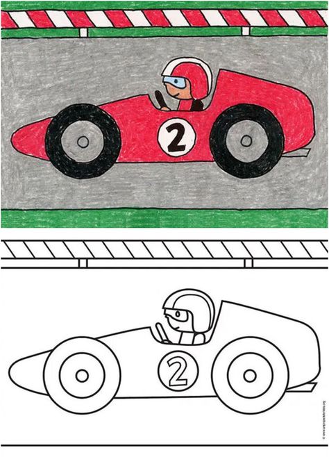 Race Car Painting Canvas Easy, Easy Race Car Drawing, Cars Easy Drawing, Cute Car Drawings, Sport Car Drawing, How To Draw A Car, Racing Car Drawing, Race Car Template, Drawing Of Car