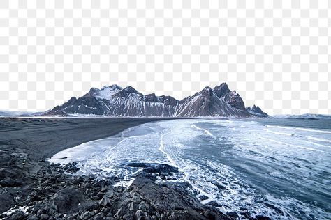 Border Transparent, Snow Png, Landscape Collage, Landscape Snow, Rock Mountain, Iceland Landscape, Mountain Landscape, Iceland, Transparent Background