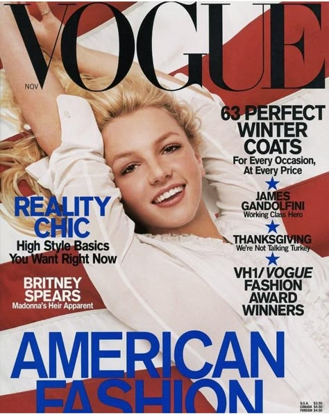 Britney Spears by Annie Leibowitz for Vogue November 2001 Britney Spears Magazine, Michael Michele, Oliver Hudson, 2000s Magazines, Stella Tennant, Herb Ritts, Vogue Magazine Covers, Millennials Fashion, Vogue Archive