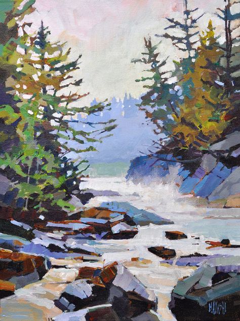 'Incoming Tide' 16" x 12" Acrylic on Canvas by Randy Hayashi Randy Hayashi, Mike Svob, Canadian Art, Mountain Paintings, Canadian Artists, Tree Art, Watercolor Landscape, Acrylic Art, Abstract Landscape