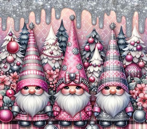 Gnome Pictures, Diy Holiday Cards, Gnome Patterns, Christmas Gnome, Black And Gray, 20oz Tumbler, Unique Christmas, Mosaic Crafts, Pink Christmas