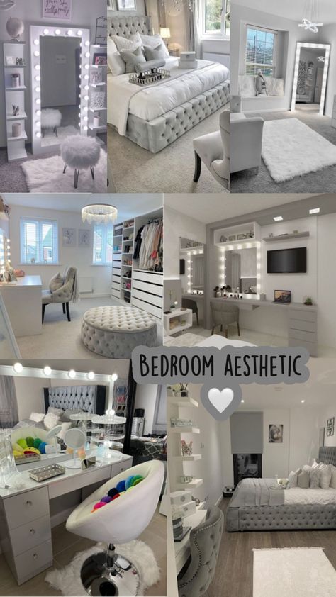 Bedroom Aesthetic, Bedroom Ideas, Collage, Bedroom, Furniture, White