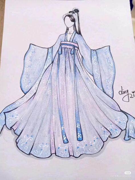 Kimono Ideas Drawing, Traditional Dresses Drawing, Korean Dress Drawing, Hanbok Sketch, Hanfu Drawing, Hanbok Drawing, Japanese Kimono Dress, Cute Cartoon Food, Korean Illustration