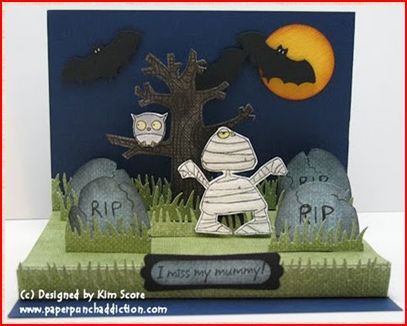 so cute! Halloween Pop Up Cards, Mechanical Cards, Tunnel Cards, Classe D'art, Tunnel Book, Grave Yard, Tarjetas Pop Up, Card Stamping, Casa Halloween