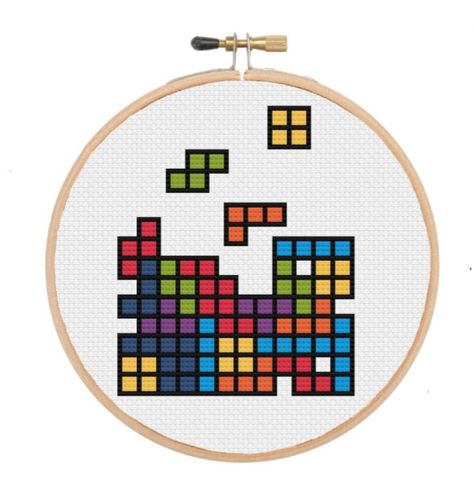 70s Cross Stitch Pattern, Video Game Cross Stitch, Old School Arcade, Old School Arcade Games, Game Cross Stitch, Cross Stitch Simple, Funny Cross Stitch Patterns, Simple Cross, Diy Artwork