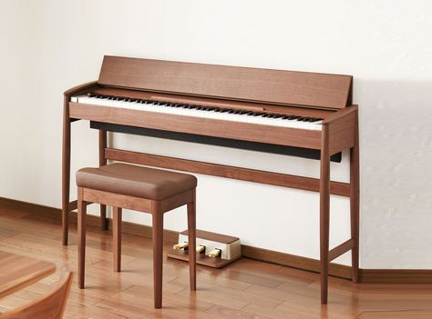 Piano Shell For Keyboard, Kiyola Piano, Piano Area, Roland Piano, Piano Desk, Piano Decor, Piano Bench, Japanese Furniture, Piano Room