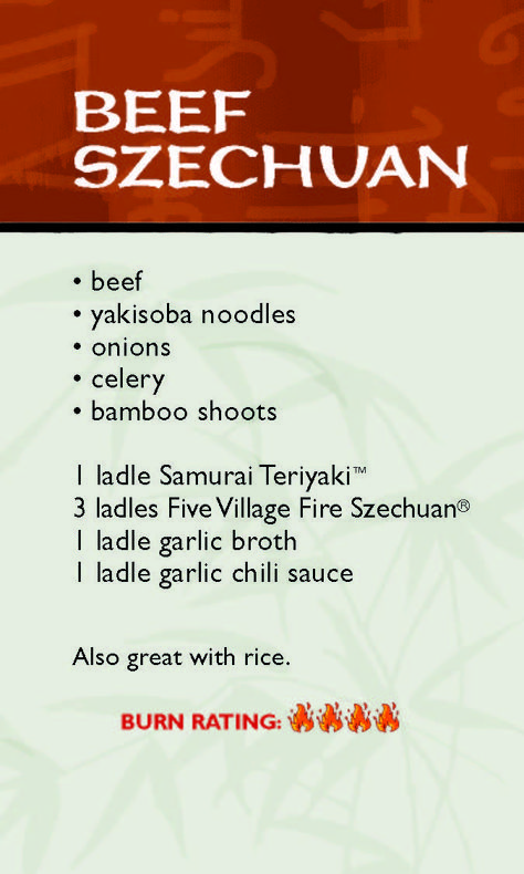 Beef Szechuan Beef Yakisoba, Huhot Recipe, Mongolian Recipes, Mongolian Grill, Szechuan Beef, Bamboo Shoots, Chili Garlic Sauce, Recipe Card, Chili Sauce