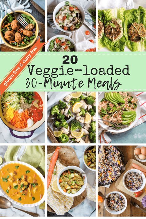 20 Veggie-Loaded 30-Minute Meals {dairy-free, gluten free} - The Natural Nurturer Curried Lentil Soup, Greek Chicken Salad, Chicken And Butternut Squash, Quick Healthy Meals, 30 Minute Meals, Vegetarian Options, Healthy Families, Easy Peasy, Real Food Recipes