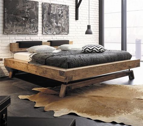 Bedframe Diy, Industrial Bedroom Furniture, Solid Oak Beds, Vintage Bedroom Furniture, Oak Bedroom Furniture, Contemporary Bedroom Furniture, Bed Frame Design, Wooden Bed Design, Oak Beds