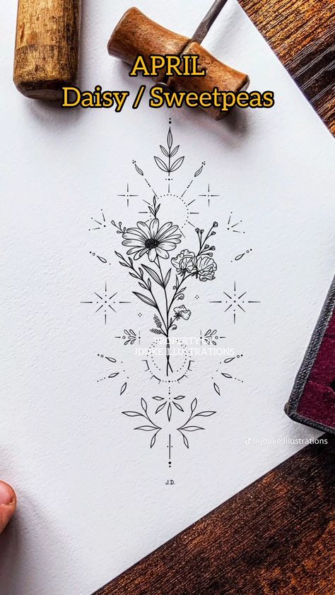 Flower Tattoo On Ribs, Cosmos Tattoo, October Birth Flower, October Birth Flowers, Birthday Tattoo, Birth Flower Tattoos, Rosen Tattoo, Birth Flower, Piercing Tattoo