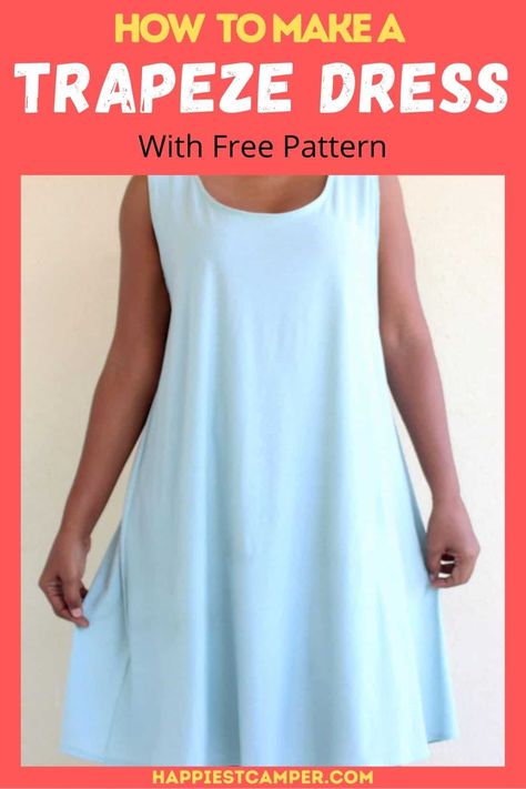 Sundress Patterns For Women Easy, Trapeze Dress Pattern Free, Easy Sew Dresses For Women Free Pattern, Simple Summer Dresses To Sew Easy Diy, Simple Tunic Dress Pattern, Simple Dress Pattern Free Summer, Summer Dress Sewing Patterns Free, Sundress Pattern Free, Free Pdf Sewing Patterns For Women