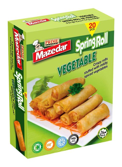 Frozen Samosa Packaging, Spring Rolls Packaging, Spring Roll Packaging, Roll Packaging Design, Dr Food, Frozen Food Packaging, Roll Packaging, Spiced Vegetables, Graphic Design Brochure