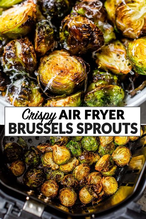 Air Fryer Brussel Sprouts, Air Fryer Brussels Sprouts, Air Fryer Recipe, Air Fryer Oven Recipes, Air Fry Recipes, Sprout Recipes, Easy Air Fryer, Brussels Sprouts Recipe, Air Fryer Dinner Recipes