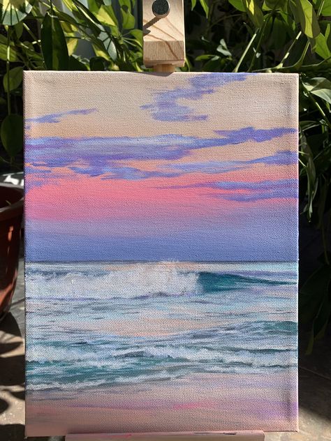 Paintinting Ideas Canvas Aesthetic, Acrylic Paint Inspiration, Pretty Acrylic Paintings, Hope Painting Ideas, Aesthetic Beach Painting, Acrylic Painting Canvas Inspiration, Simple Acrylic Paintings Landscape, Painting Ideas On Canvas Landscapes, Painting Inspo Acrylic