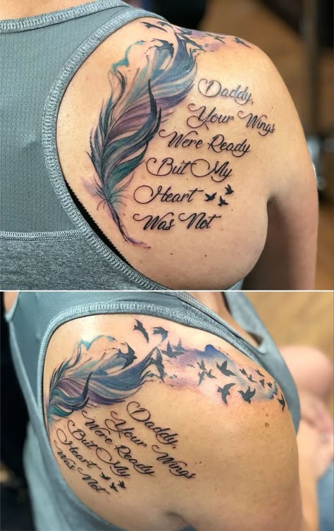 Birds Tattoo Meaning, Rip Tattoos For Dad, Rip Tattoos, Tattoos For Dad, Tattoos For Dad Memorial, Memorial Tattoo Quotes, Memorial Tattoo Designs, Maching Tattoos, Bird Tattoo Meaning