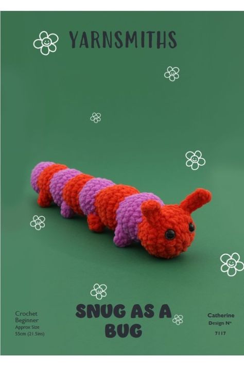 Yarnsmiths - 7117 - Catherine Caterpillar (downloadable PDF) - Wool Warehouse - Buy Yarn, Wool, Needles & Other Knitting Supplies Online! Marker Storage, Hand Sewing Needles, Pom Pom Maker, Yarn Thread, Pattern Code, Crochet Needles, A Bug, Knitting Supplies, Super Chunky